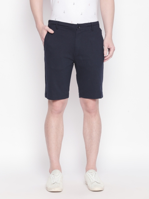 

BYFORD by Pantaloons Men Navy Blue Solid Slim Fit Regular Shorts