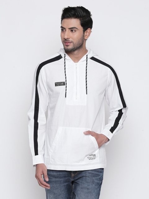 

SF JEANS by Pantaloons Men White Solid Hooded Sweatshirt