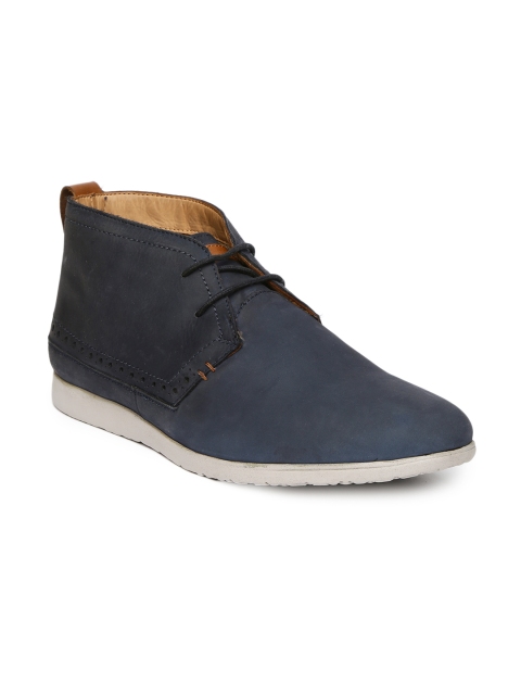 

Hush Puppies Men Navy Leather Derby Shoes, Navy blue