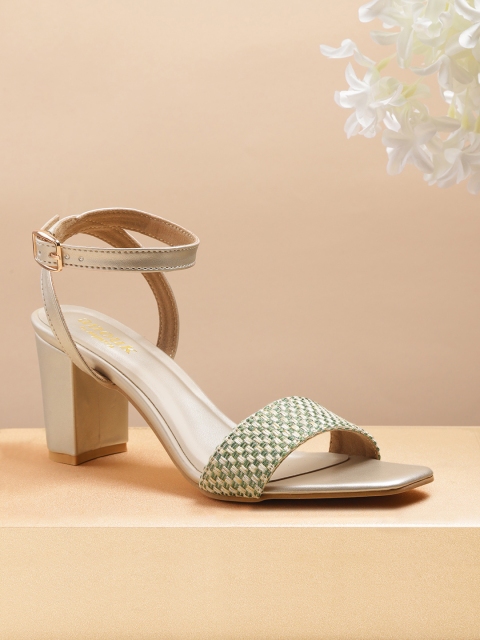 

Anouk Women Green & Beige Woven Design Heels