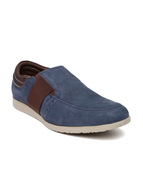 

Hush Puppies Men Navy Nubuck Leather Slip-Ons, Navy blue