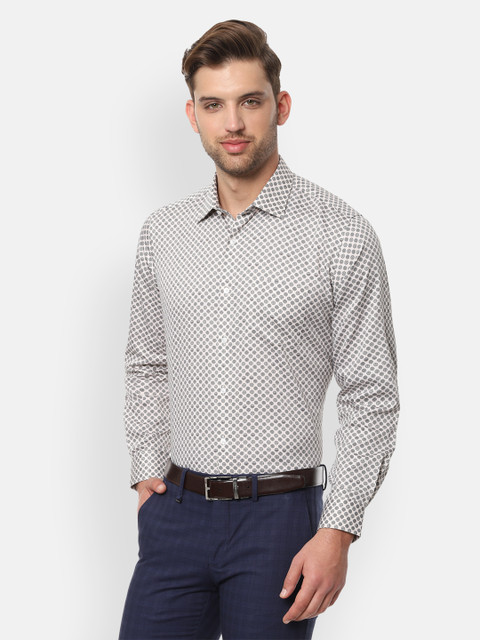 

Van Heusen Men White & Grey Regular Fit Printed Formal Shirt