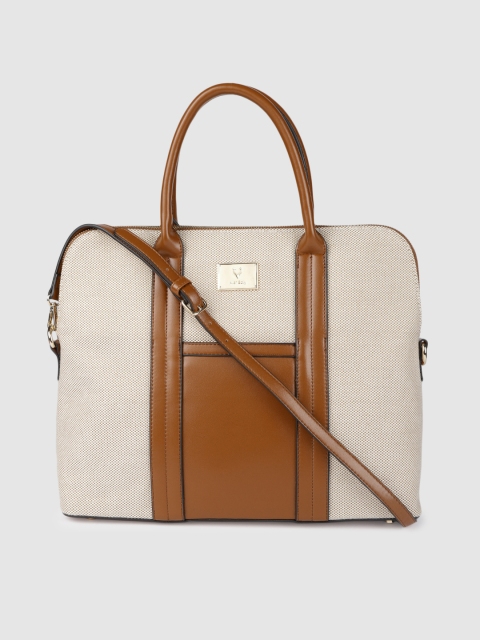 

Allen Solly Cream-Coloured & Brown Self Design Handheld Bag