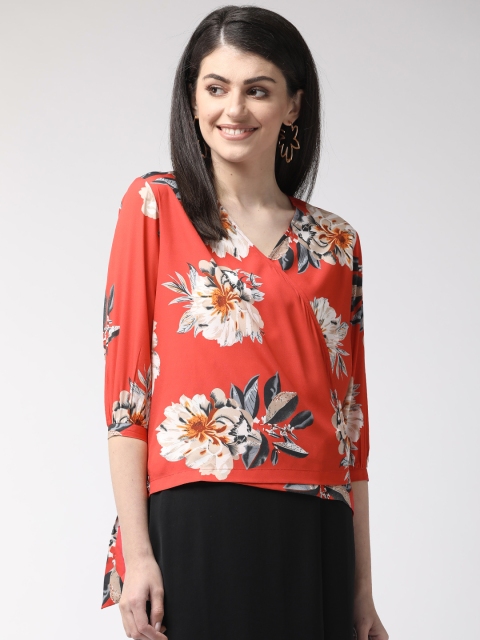 

MIWAY Women Red & Off-White Printed Wrap Top