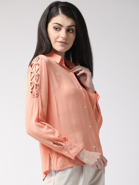 

MIWAY Women Peach-Coloured Regular Fit Solid Casual Shirt