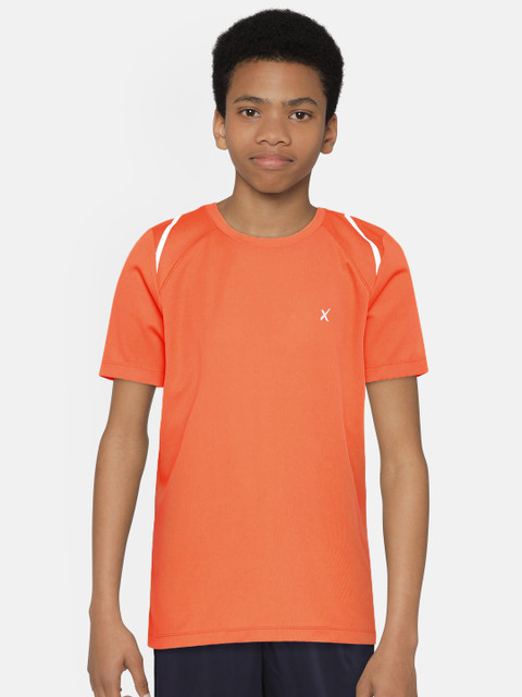 

Hrx By Hrithik Roshan Boys Orange Solid Round Neck Rapid-Dry Active Tshirts