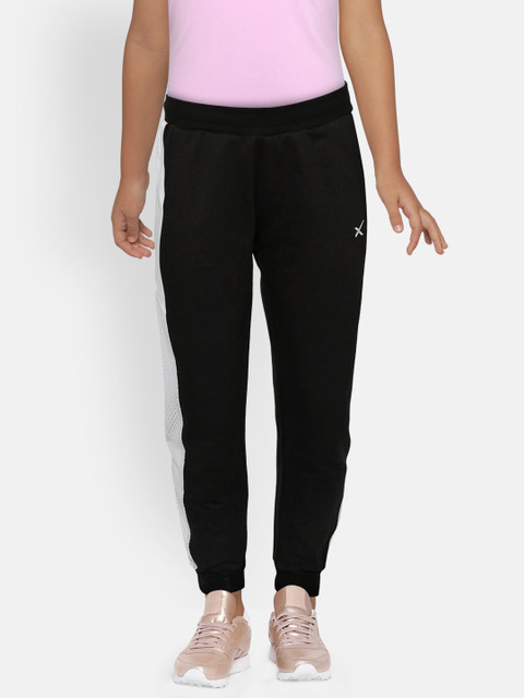 

HRX by Hrithik Roshan Girls Black & White Slim Fit Bio Wash U-17 Lifestyle Joggers