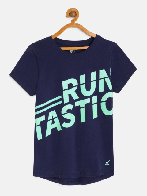 

HRX by Hrithik Roshan Navy Blue Girls Printed Active Bio wash Tshirt