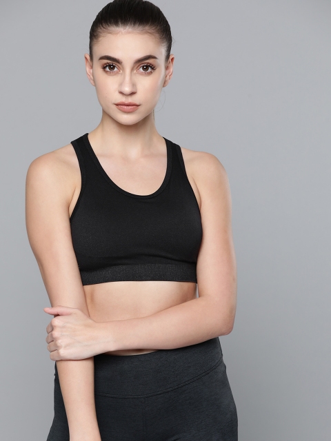 Black Solid Light Support Seamless Rapid Dry Yoga Sports Bra