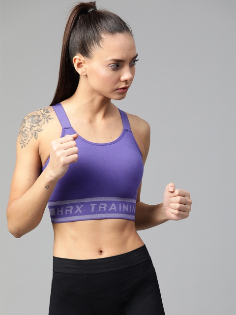 

HRX by Hrithik Roshan Blue Solid Seamless Medium Support Rapid Dry Training Bra WKT-1430-A