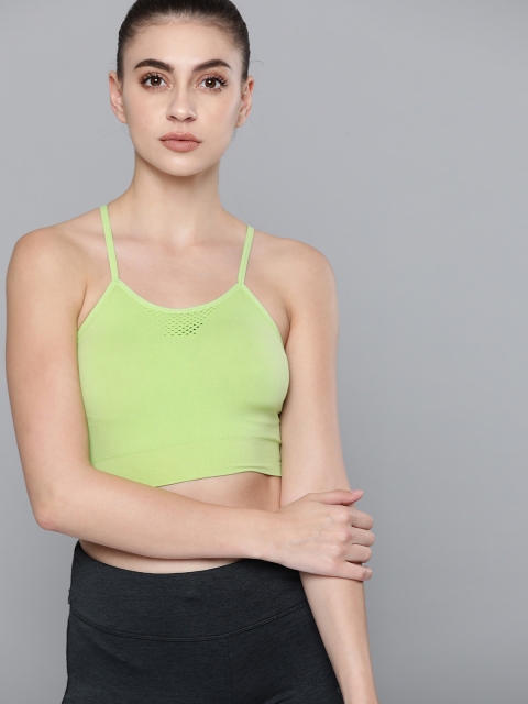 

HRX by Hrithik Roshan Green Solid Medium Support Seamless Rapid Dry Running Sports Bra