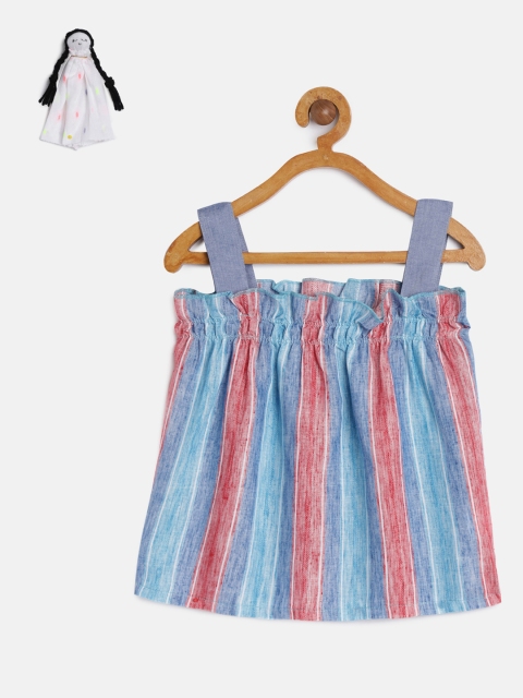 

KURUMBI Girls Blue & Red Candy Stripe Strappy Top