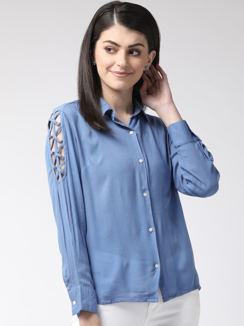 

MIWAY Women Blue Regular Fit Solid Casual Shirt