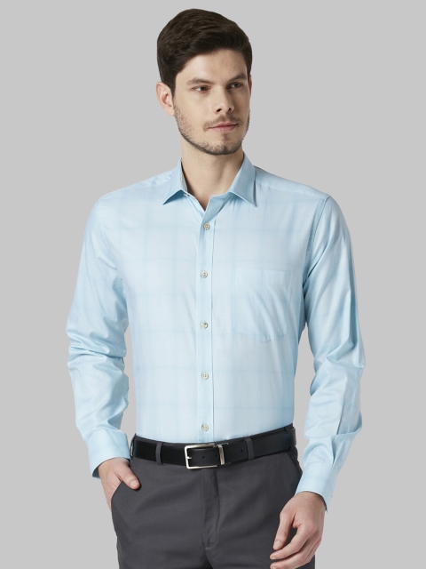 

Park Avenue Men Green Regular Fit Checked Formal Shirt