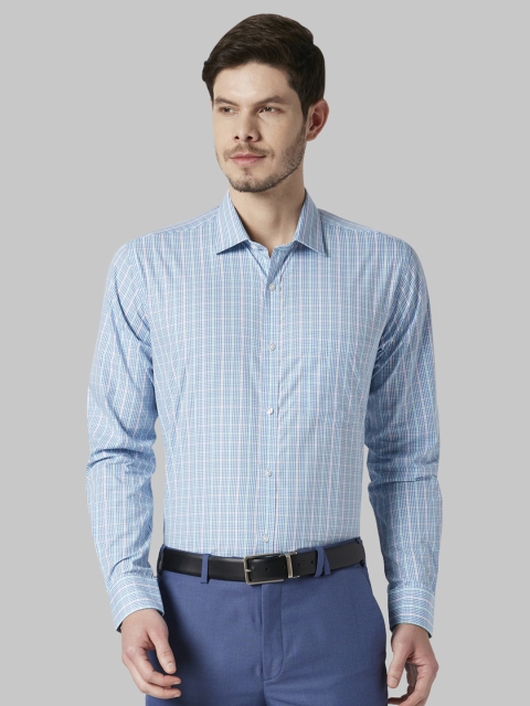 

Park Avenue Men Blue & White Slim Fit Checked Formal Shirt