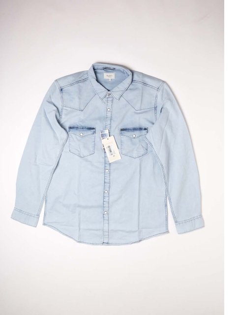 

Pepe Jeans Men Blue Casual Chambray Shirt