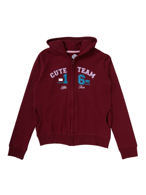 

Cub McPaws Girls Maroon Printed Hooded Sweatshirt