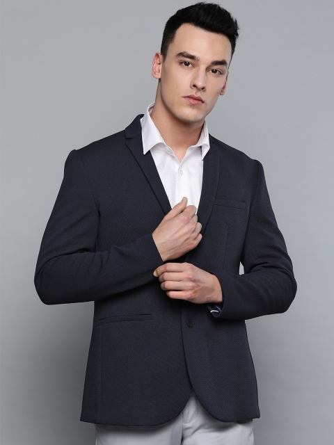

Louis Philippe Sport Men Navy Blue Super Slim Fit Knitted Self Design Casual Blazer
