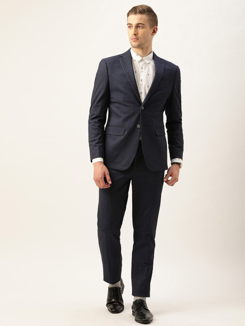 

Peter England Men Navy Blue Solid Neo-Slim Fit Single-Breasted Formal Suit