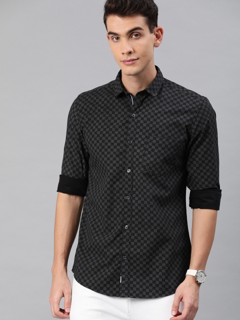 

FOGA Men Black & Grey Slim Fit Printed Casual Shirt