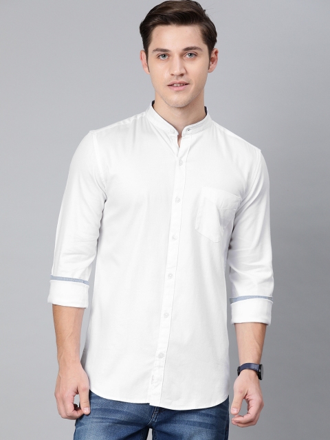 

FOGA Men White Slim Fit Solid Casual Shirt