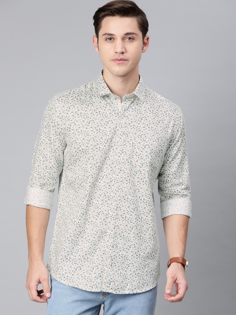 

FOGA Men White & Blue Stain Repellent Customied Fit Printed Casual Shirt