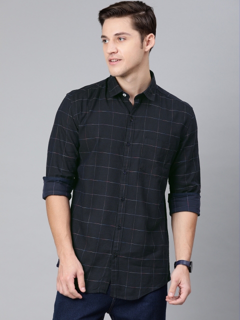 

FOGA Men Navy Blue & Red Tailored Fit Checked Casual Shirt