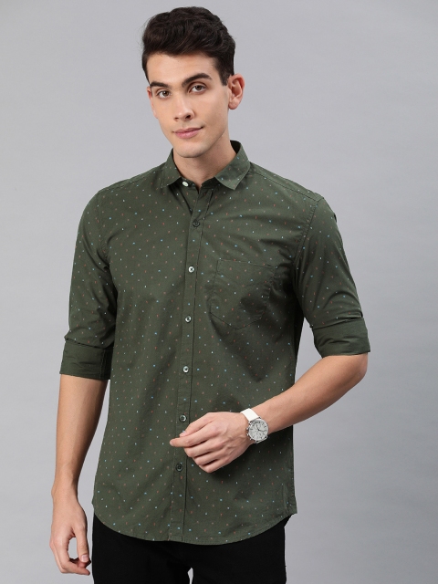 

FOGA Men Green Slim Fit Printed Casual Shirt