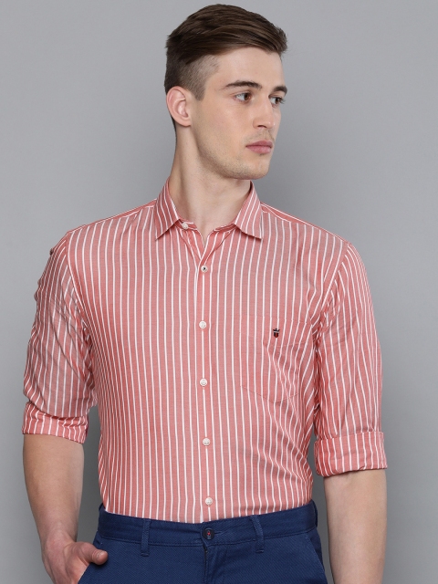 

Louis Philippe Sport Men Pink & White Slim Fit Striped Smart Casual Shirt