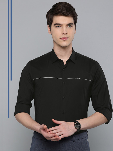 

Louis Philippe Men Blue & White Classic Fit Self Design Formal Shirt