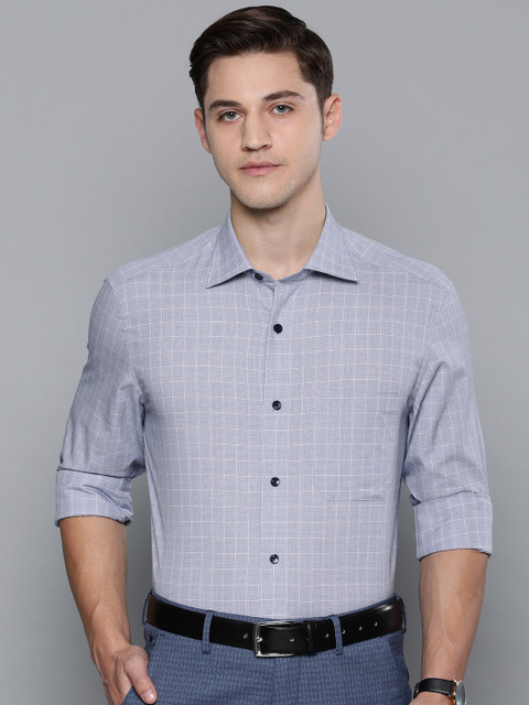 

Louis Philippe Men Blue Classic Fit Checked Formal Shirt