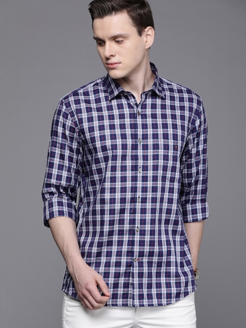 

Louis Philippe Sport Men Navy Blue & White Slim Fit Checked Casual Shirt