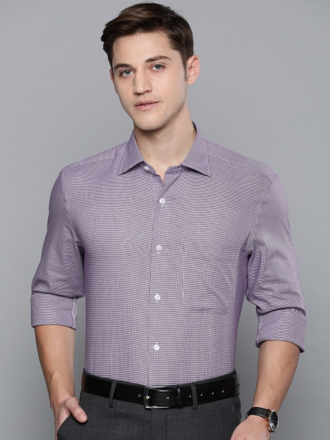 

Louis Philippe Men Purple Classic Fit Printed Formal Shirt