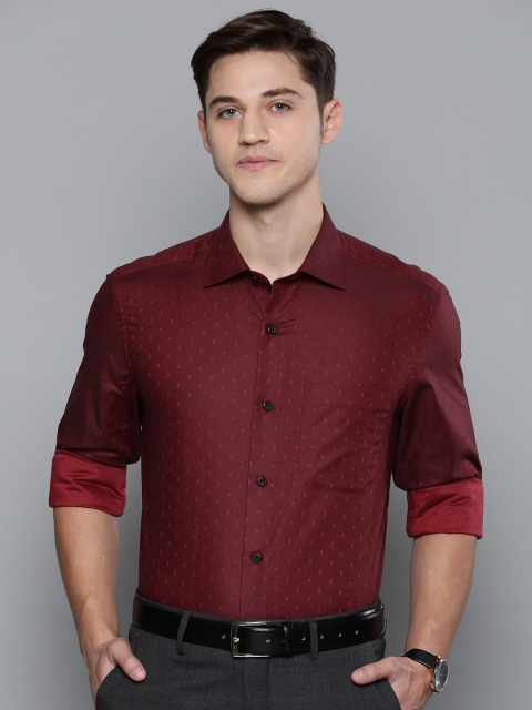 

Louis Philippe Men Maroon Classic Fit Self Design Formal Shirt