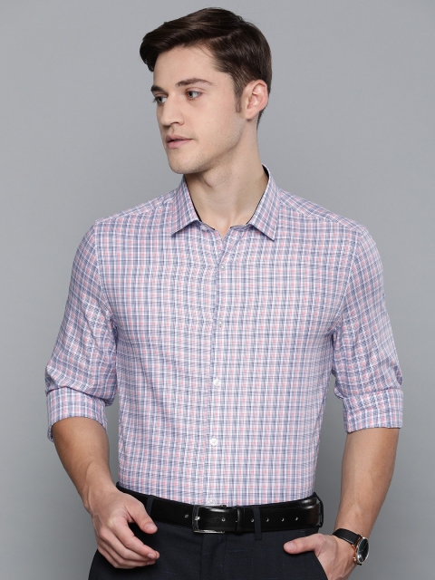 

Louis Philippe Men Blue & White Super Slim Fit Checked Formal Shirt