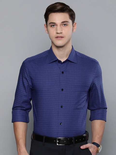 

Louis Philippe Men Blue Classic Fit Checked Formal Shirt