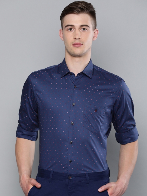 

Louis Philippe Sport Men Navy Blue & Red Slim Fit Geometric Print Smart Casual Shirt