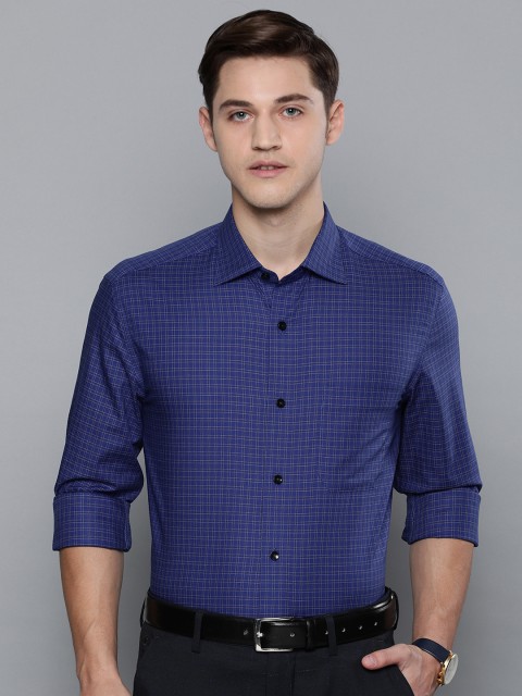 

Louis Philippe Men Blue Classic Fit Checked Formal Shirt