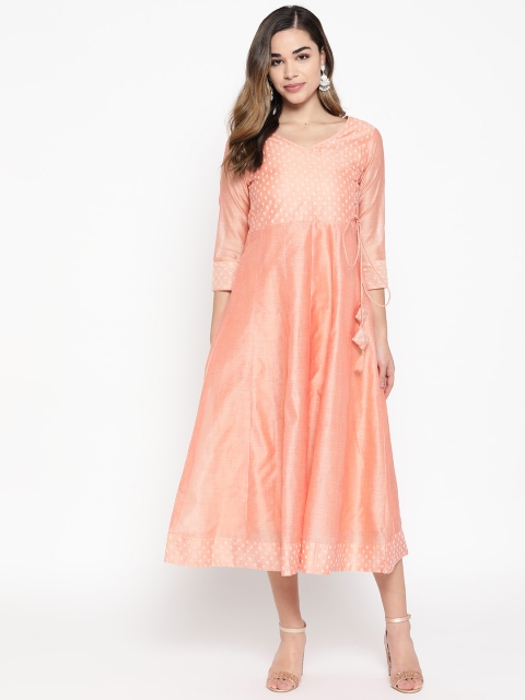

BUYCLARA Women Peach-Coloured Solid Maxi Dress