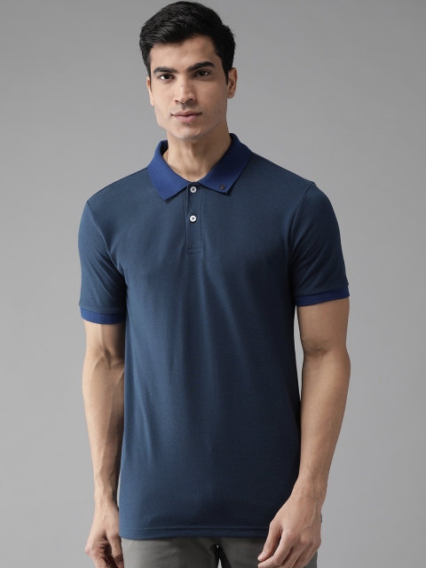 

Hubberholme Men Navy Blue Solid Polo Collar T-shirt