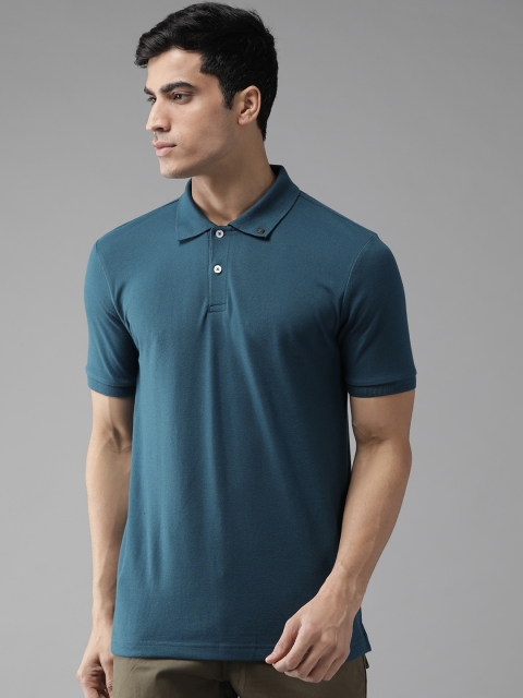 

Hubberholme Men Teal Blue Solid Polo Collar T-shirt