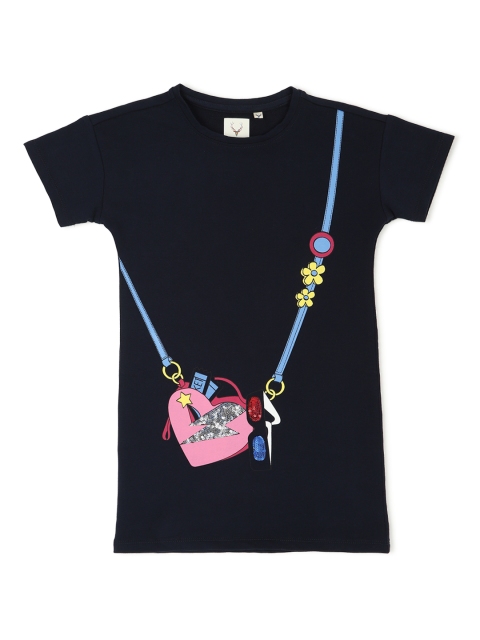 

Allen Solly Junior Girls Navy Blue Printed T-shirt Dress