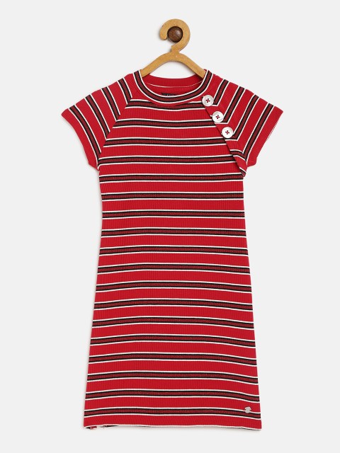 

Allen Solly Junior Girls Red & Black Striped A-Line Dress