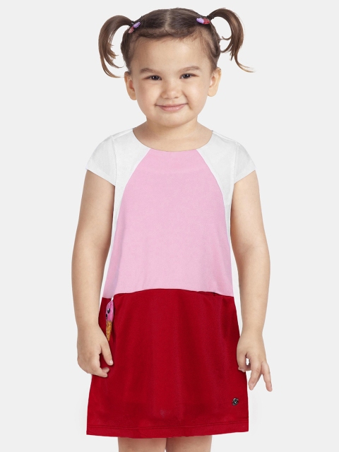 

Allen Solly Junior Pink & Red Colourblocked A-Line Dress