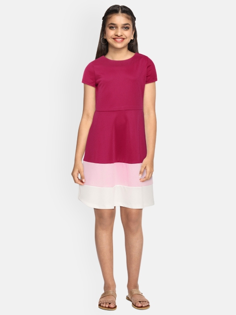 

Allen Solly Junior Girls Magenta & Pink Striped Fit and Flare Dress