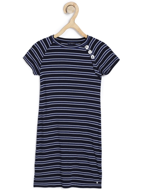 

Allen Solly Junior Navy Blue & White Striped T-shirt Dress