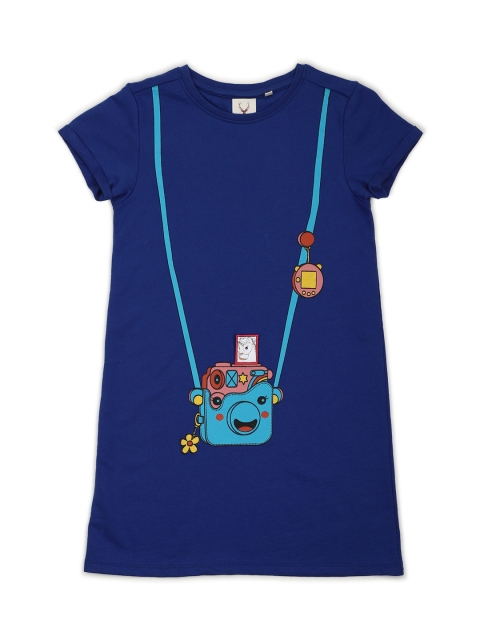 

Allen Solly Junior Girls Blue Printed A-Line Dress