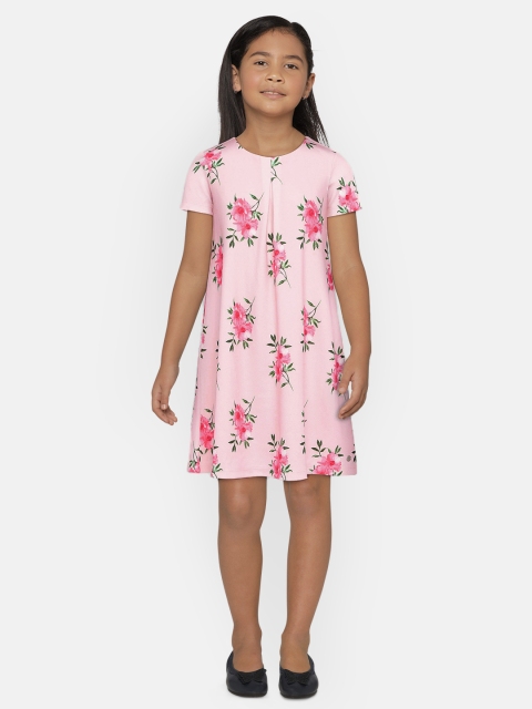 

Allen Solly Junior Girls Pink Floral Printed A-Line Dress