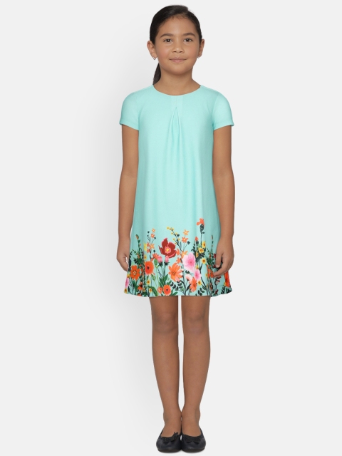 

Allen Solly Junior Girls Sea Green Printed A-Line Dress