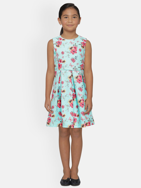 

Allen Solly Junior Girls Blue & Pink Printed Fit and Flare Dress